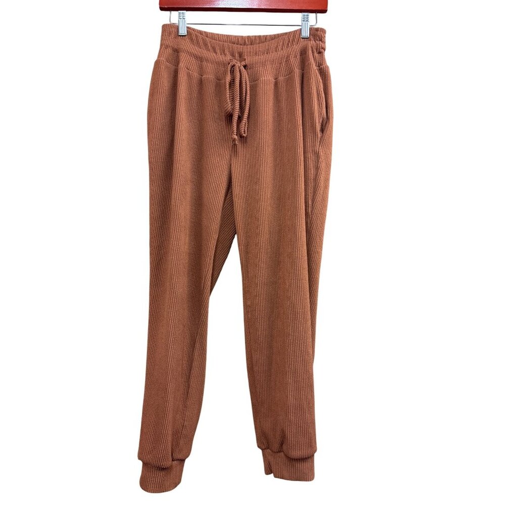 White Birch Womens Brown Ribbed Jogger Pants M